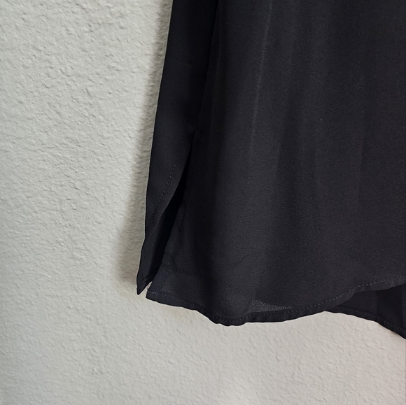 Michael Kors women's top layered blouse black gold short sleeve size 12 - Picture 5 of 7